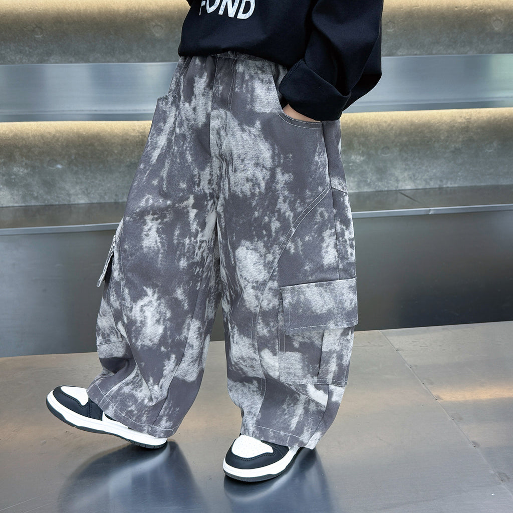 Boys  Tie-Dye Casual Cargo Pants