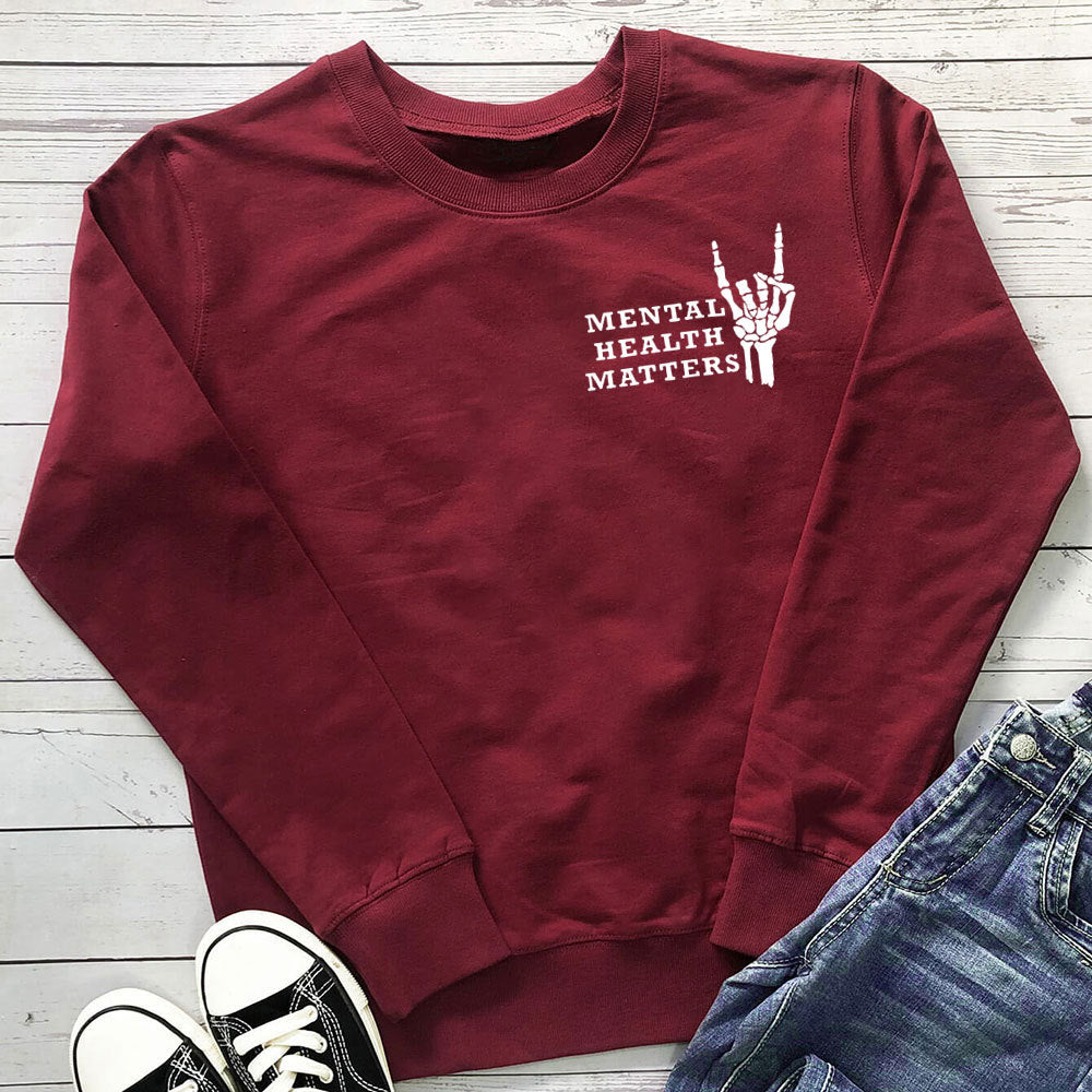 Mental Health Matters letter printed hoodie